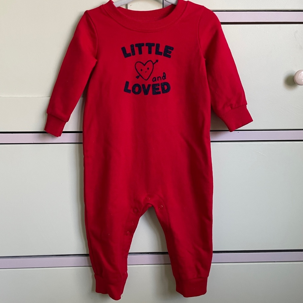 Carter’s one piece; red; cozy; 9 mos